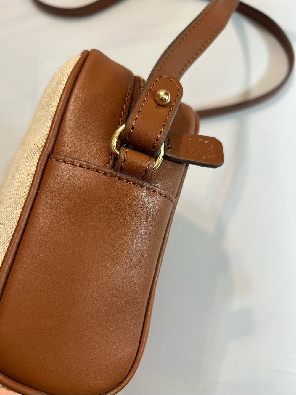 Tommy Bahama Cream and Brown Canvas Crossbody with Pineapple Detail - Picture 13 of 16